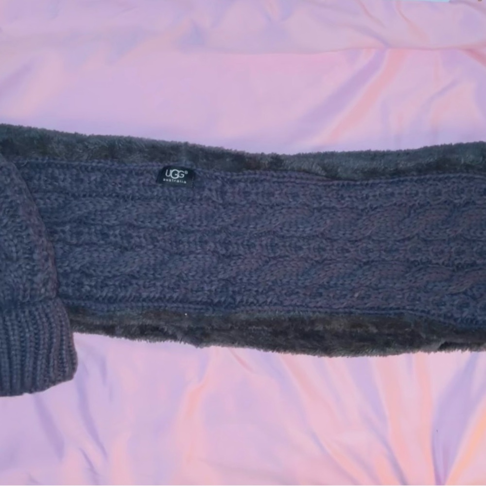 Beanie Fur Hat With Pom Pom & Infinity Reversible Scarf Set